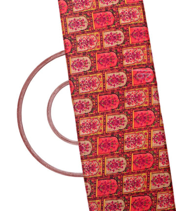 pink kalamkari print manipuri silk fabric